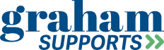 Graham Supports logo in blue text with two green arrows pointing toward the right