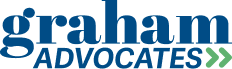 Graham Advocates logo in blue text with two green arrows pointing toward the right