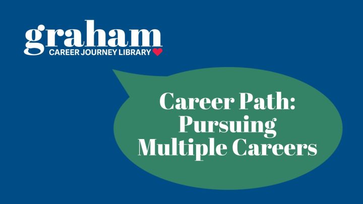 Graham Career Journey Library logo with a speech bubble that says "Career Path: Pursuing Multiple Careers"